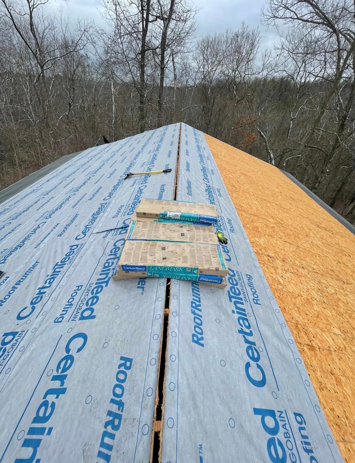 CertainTeed underlayment mid-install