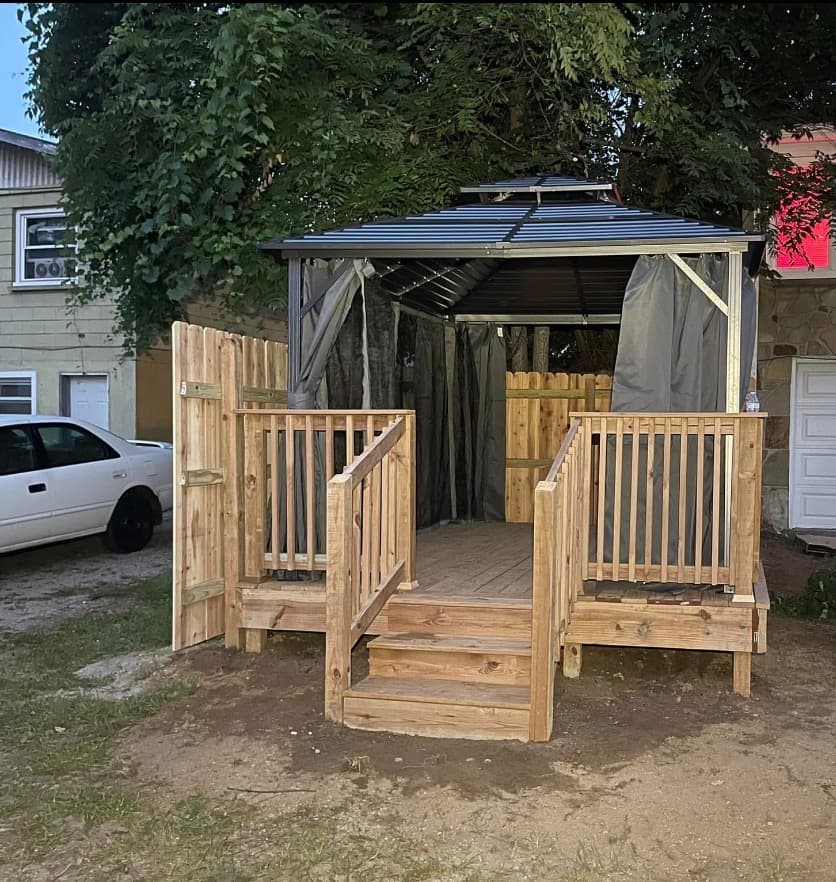 Same deck after: finished with hardtop gazebo